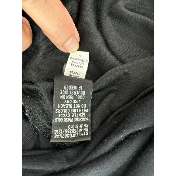 AB Studio Women's L Layered Chiffon Blouse with Floral Print Black & White - Picture 7 of 11